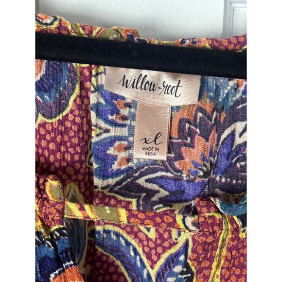 Willow & Root Boho Floral Peasant Top XL Rayon Fall Tunic Blouse Festival - Picture 2 of 8